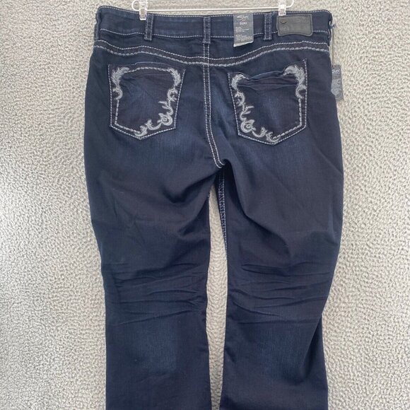 Silver Jeans Womens 20 Plus Suki Blue Dark Wash Bootcut Contrast Trim Curvy NWT - Picture 3 of 13